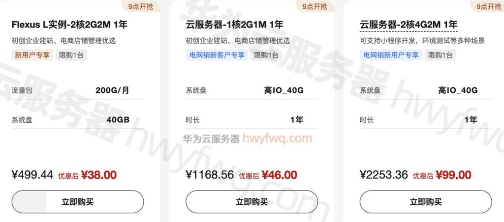 各大服务器价位不一